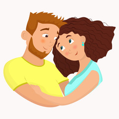 Man and woman in love. St. Valentine's day cartoon vector illustration.