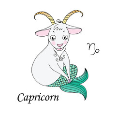 Capricorn zodiac sign on white background.