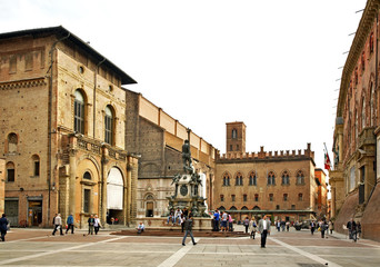 Piazza Nettuno in Bologna. Italy