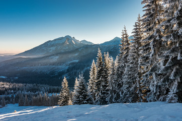 Winter mountain landscape, Tatra mountains, morning