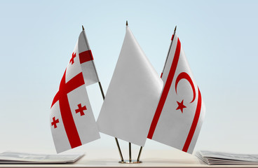  Flags of Georgia and Northern Cyprus with a white flag in the middle