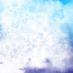 Fototapeta na wymiar Abstract light blue background. Watercolor bubbles texture.
