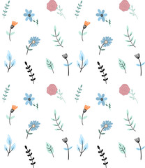 Doodle multicolor floral seamless pattern.
