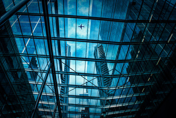 Plane in the Sky over the City architecture