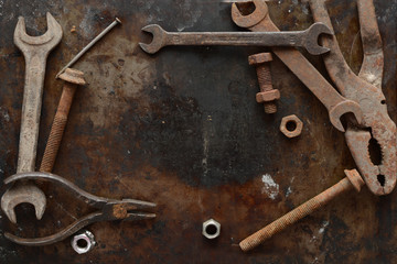 rusty wrench, tools, background