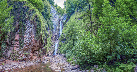 Three-step waterfall Nameless. Near Sochi, Russia