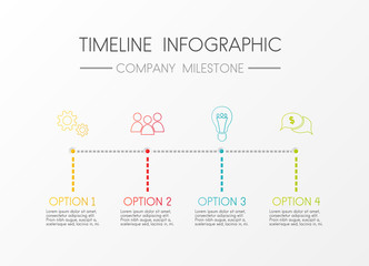 Colourful timeline infographic - concept of company milestone. Vector.