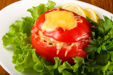 Stuffed tomato with cheese