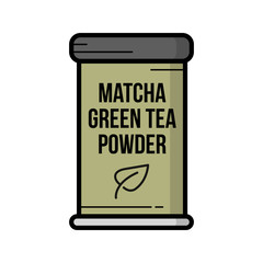 Vintage hand drawn matcha green tea icon