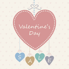 Poster with hearts in retro style for Valentine's Day. Vector.