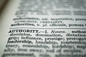 closeup of the word authority in the dictionary - 190933338