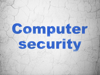 Privacy concept: Blue Computer Security on textured concrete wall background