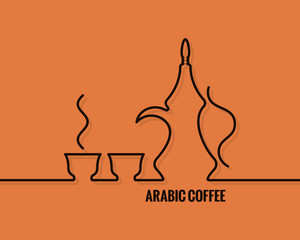 arabic coffee logo. Line concept design background