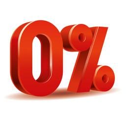 illustration vector of 0 percent in white background