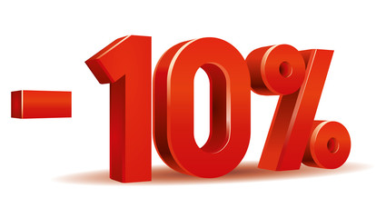illustration vector of -10 percent in white background