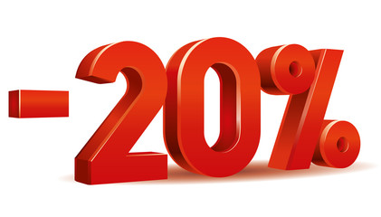 illustration vector of -20 percent in white background
