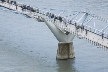 People walking over Millennium bridge.