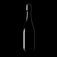 Silhouette of a glass bottle of sparkling wine