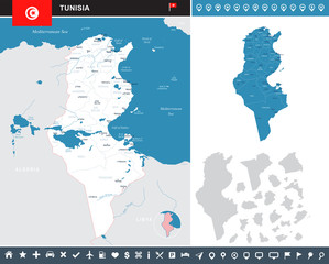 Tunisia - infographic map - Detailed Vector Illustration