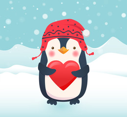 penguin with heart