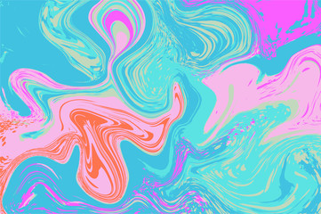Pink mint blue digital marbling. Abstract marbled backdrop. Holographic abstract pattern.