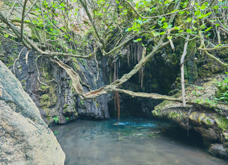Baths of Aphrodite Grotto with pond and water