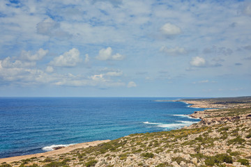 a rocky shore on akamas peninsula