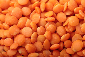 Orange lentils close-up.Texture .Selective focus.Red lentils