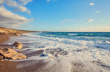 rocky coast of the island of Cyprus