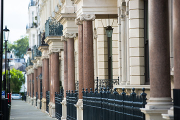 Luxury apartments in Hyde park square. Centre London residential buildings. 