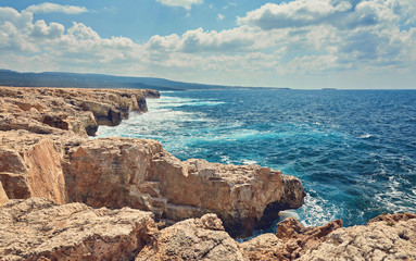 rocky coast of the island of Cyprus