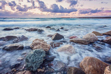 beautiful strong waves in the Mediterranean Sea