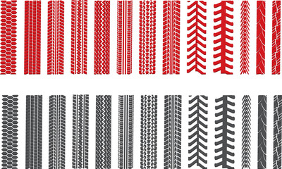 Tire tracks of various vehicles