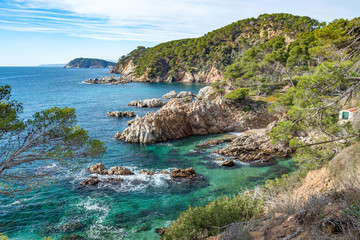 Fototapeta na wymiar Nice detail from Costa Brava coastal in Spain, La Fosca