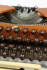 Close up on the keys, an old typewriter