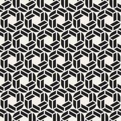 Vector seamless stripes pattern. Modern stylish texture with monochrome trellis. Repeating geometric hexagonal grid. Simple lattice design.