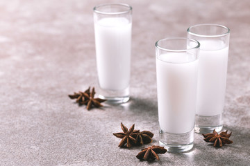 Alcohol Raki with anis. Turkish, Greek aperitif arak, Ouzo