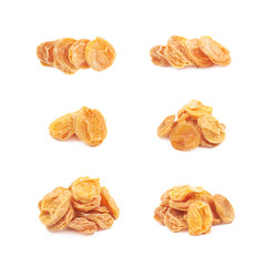 Pile of dried apricots isolated
