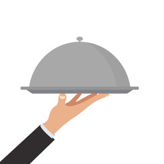 Waiter. Flat design. Vector.