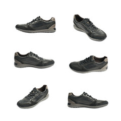Casual black leather shoe isolated
