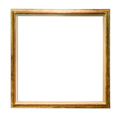 Vintage golden decorative picture frame isolated on white
