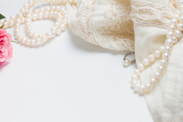Female accessories on white