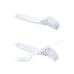 Pile of disposable forks isolated
