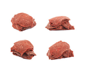 Tenderized slice of beef isolated