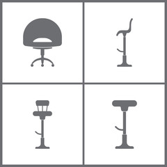 Vector Illustration Set Office Furniture Icons. Elements of Armchair and Bar chair icon