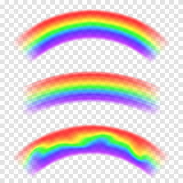 Transparent vector rainbow isolated on background. Set of rainbows in arch shape. Fantasy concept, symbol of nature