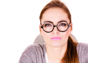 Fototapeta premium Young serious business woman thinking