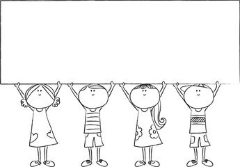 kids holding a blank card