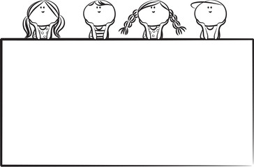 kids holding a blank card