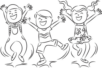 happy kids jumping